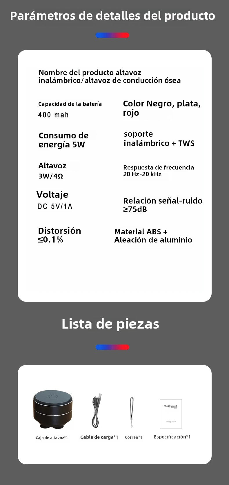Altavoz Bluetooth de conducción ósea